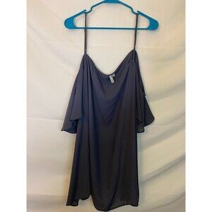 ASOS WOMENS PLUS SIZE 3X 26W 26 GRAY COLD SHOULDER BLOUSE TOP SHIRT